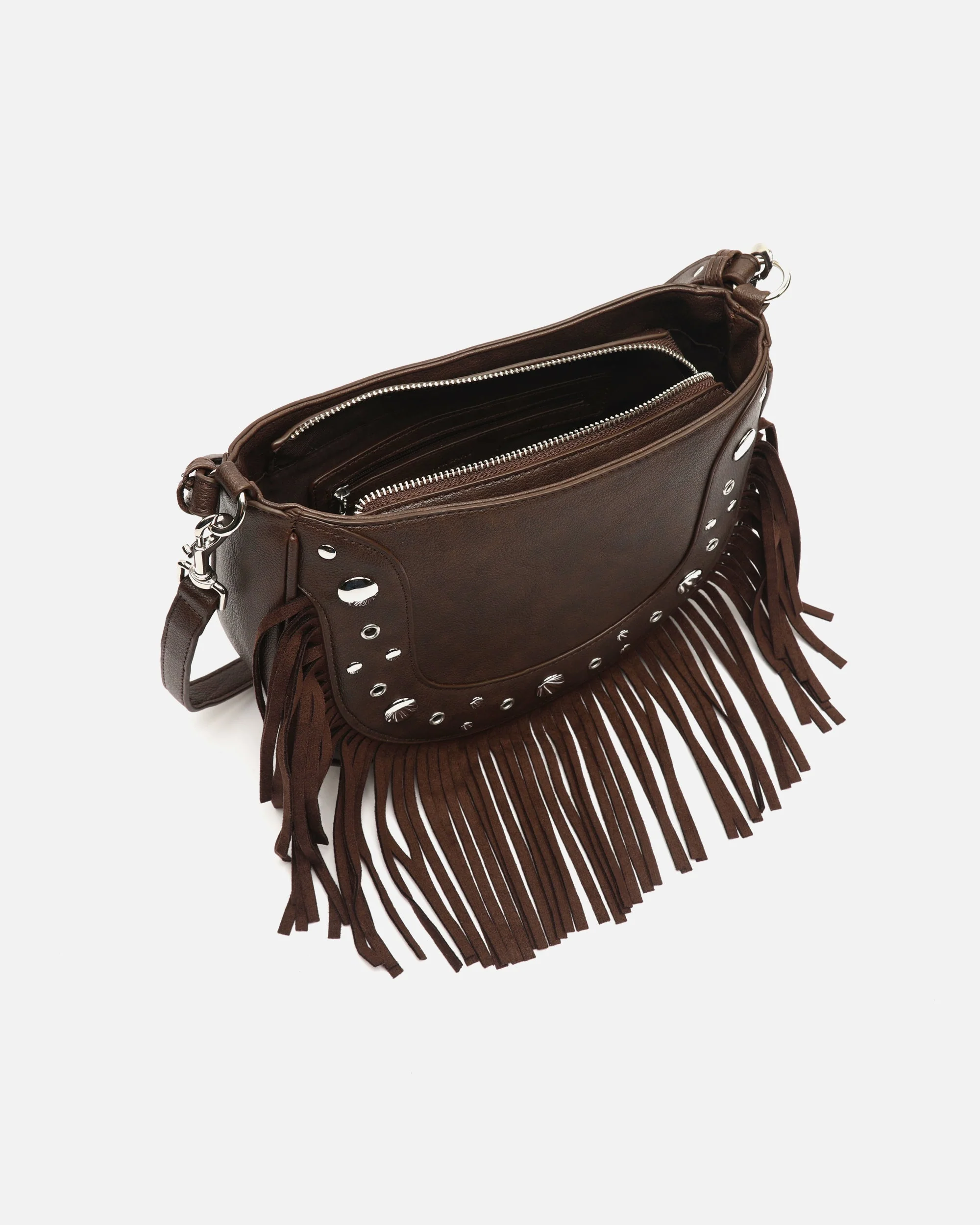 Catrina bolso de hombro con asa bandolera extraíble con detalles metálicos y flecos - Image 10