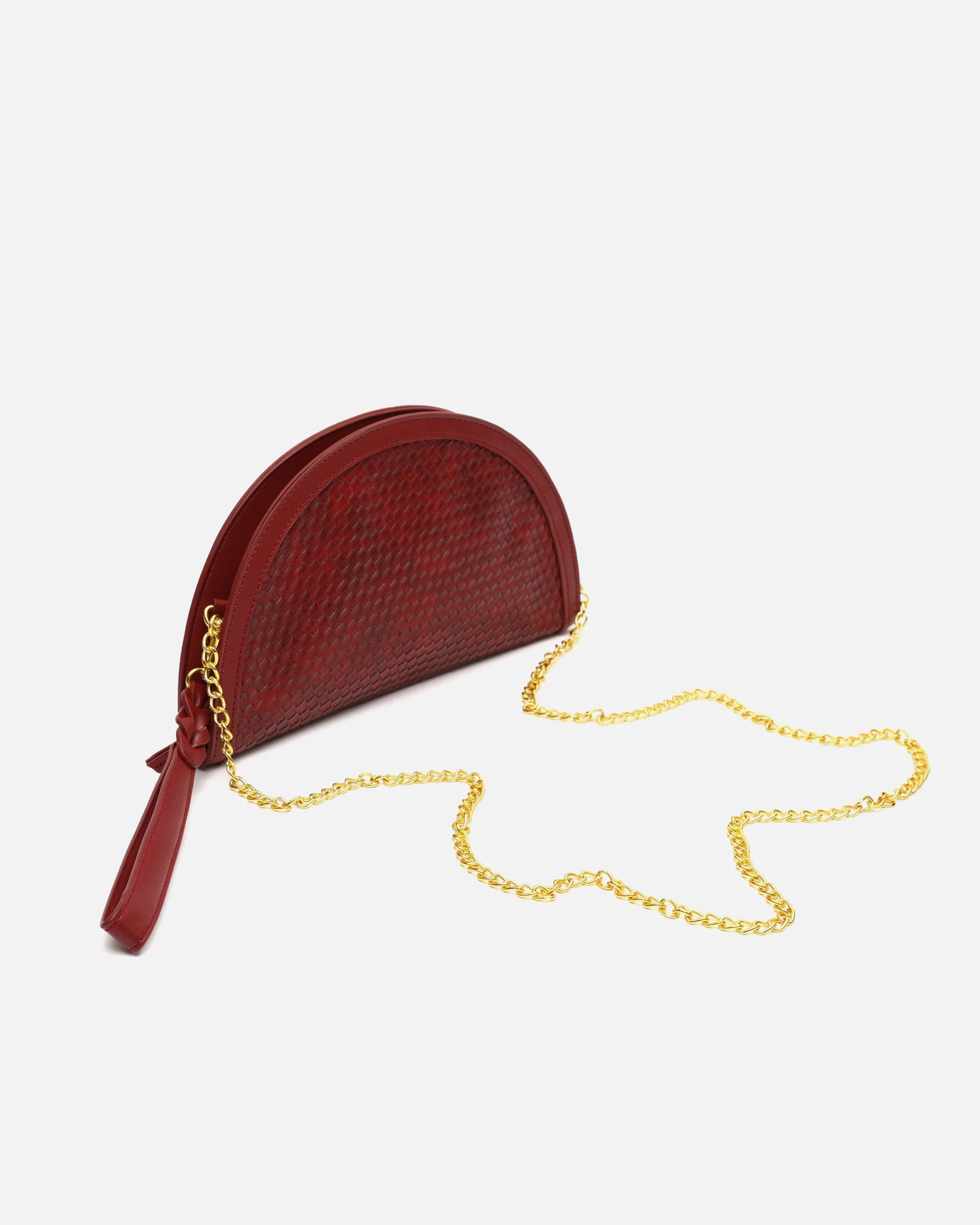 Empadi bolso de fiesta en media luna trenzado con asa bandolera extraíble - Image 4