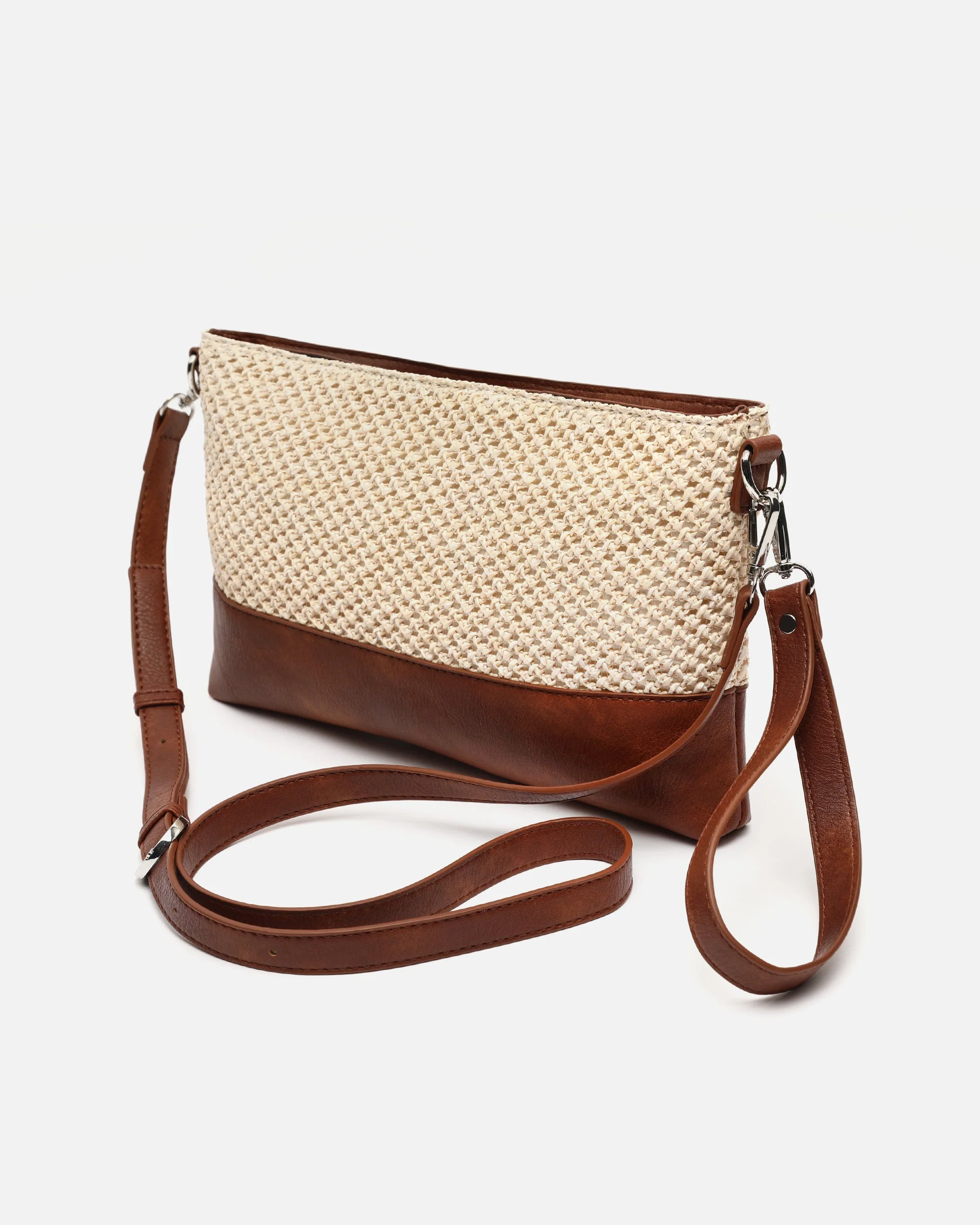 Estena bolso bandolera pequeño efecto rafia con asa de mano ED. - Image 6