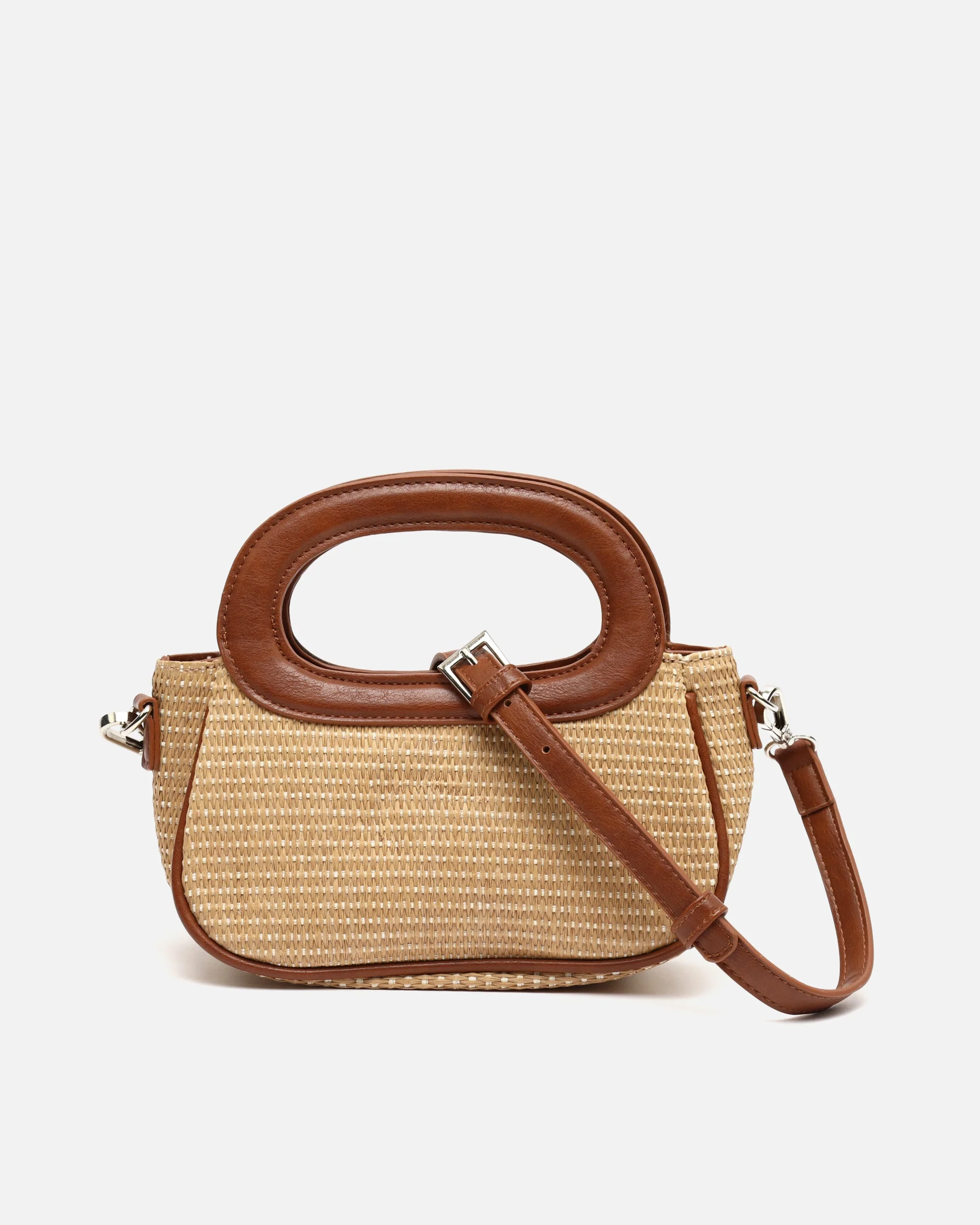 Formito bolso de mano efecto rafia con asa bandolera extraíble