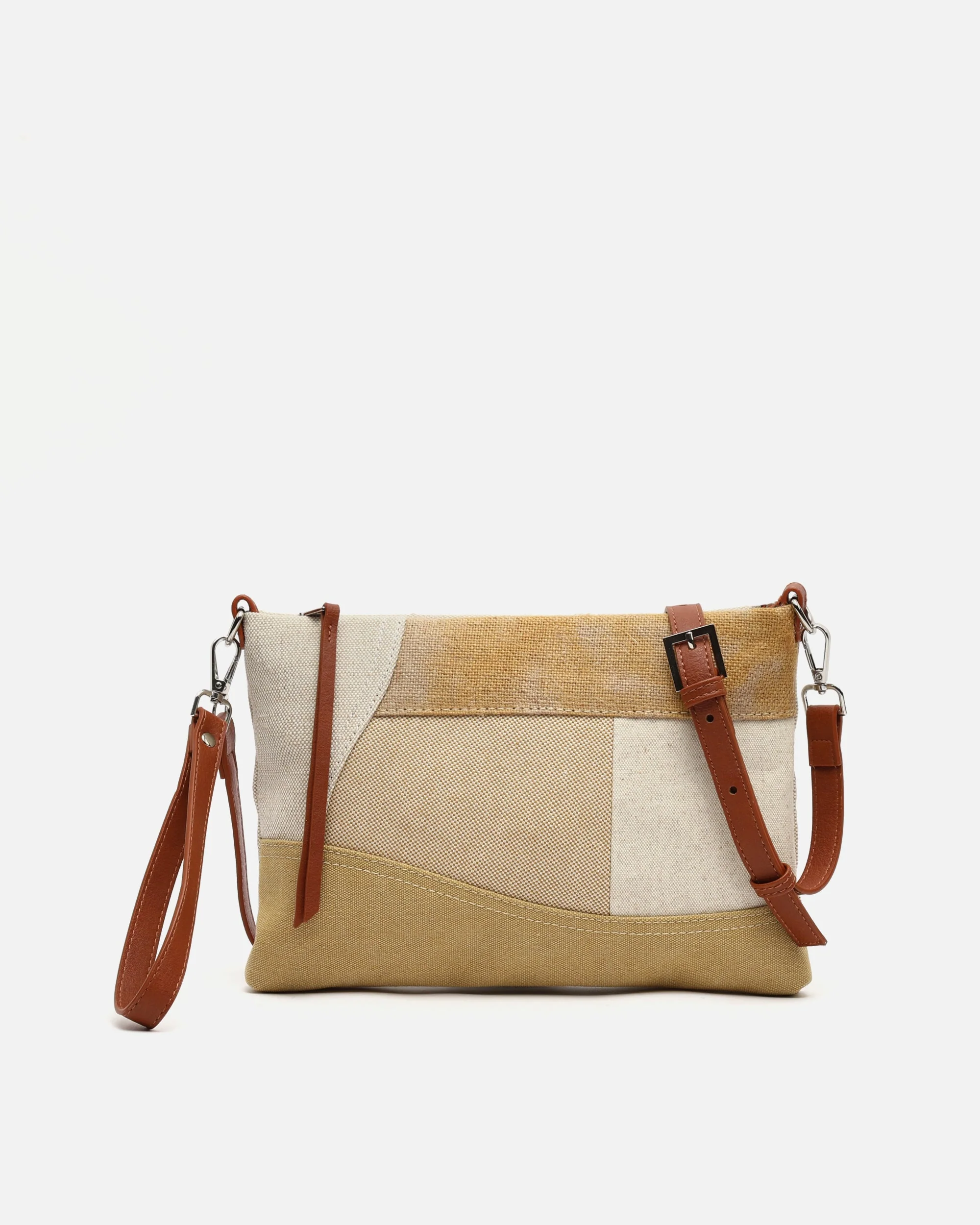 Narcis bolso bandolera pequeño con asa de mano y estampado patchwork efecto desgastado ED. - Image 6