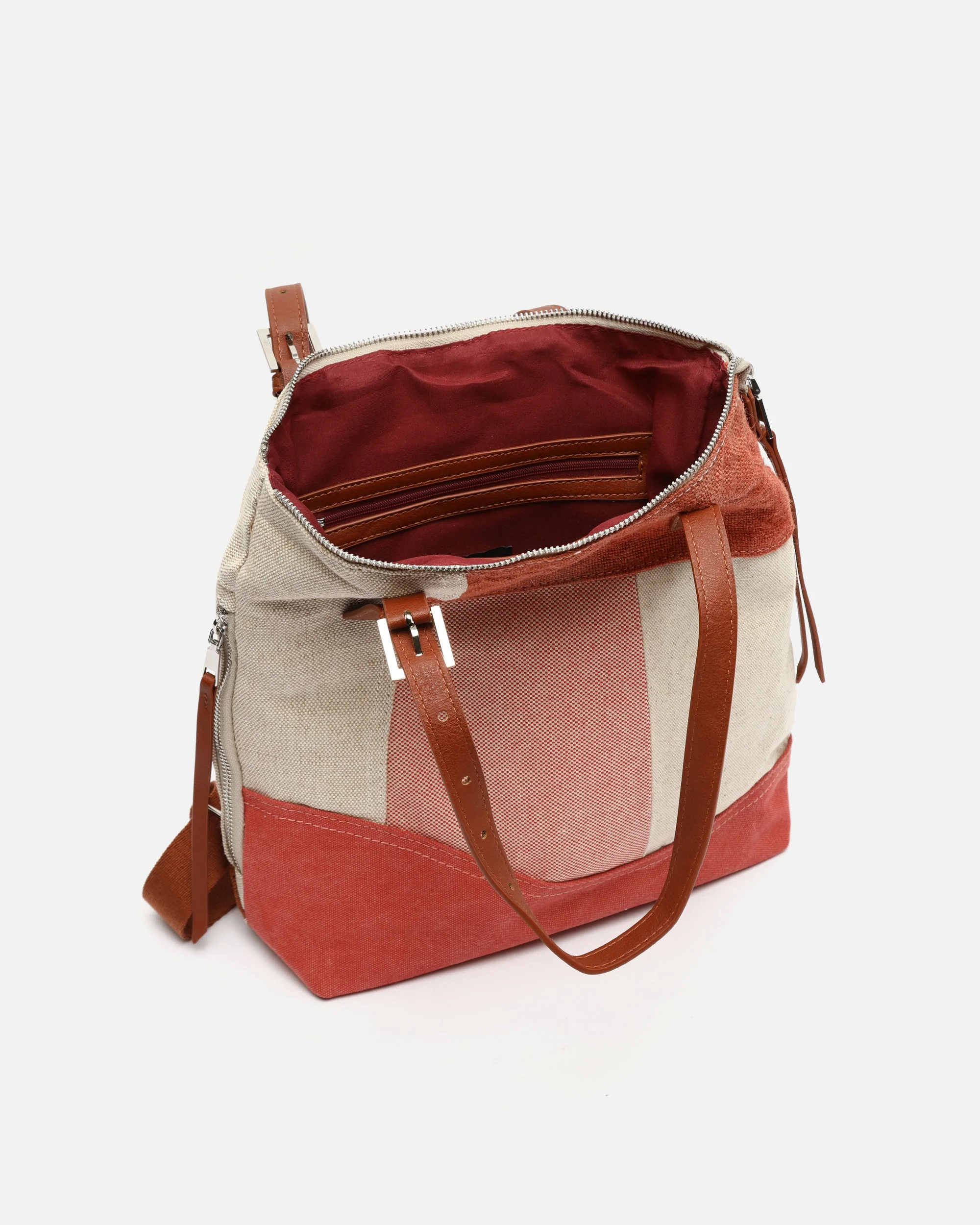 Narcisa mochila antirrobo con asas para el hombro y estampado patchwork efecto desgastado ED. - Image 5