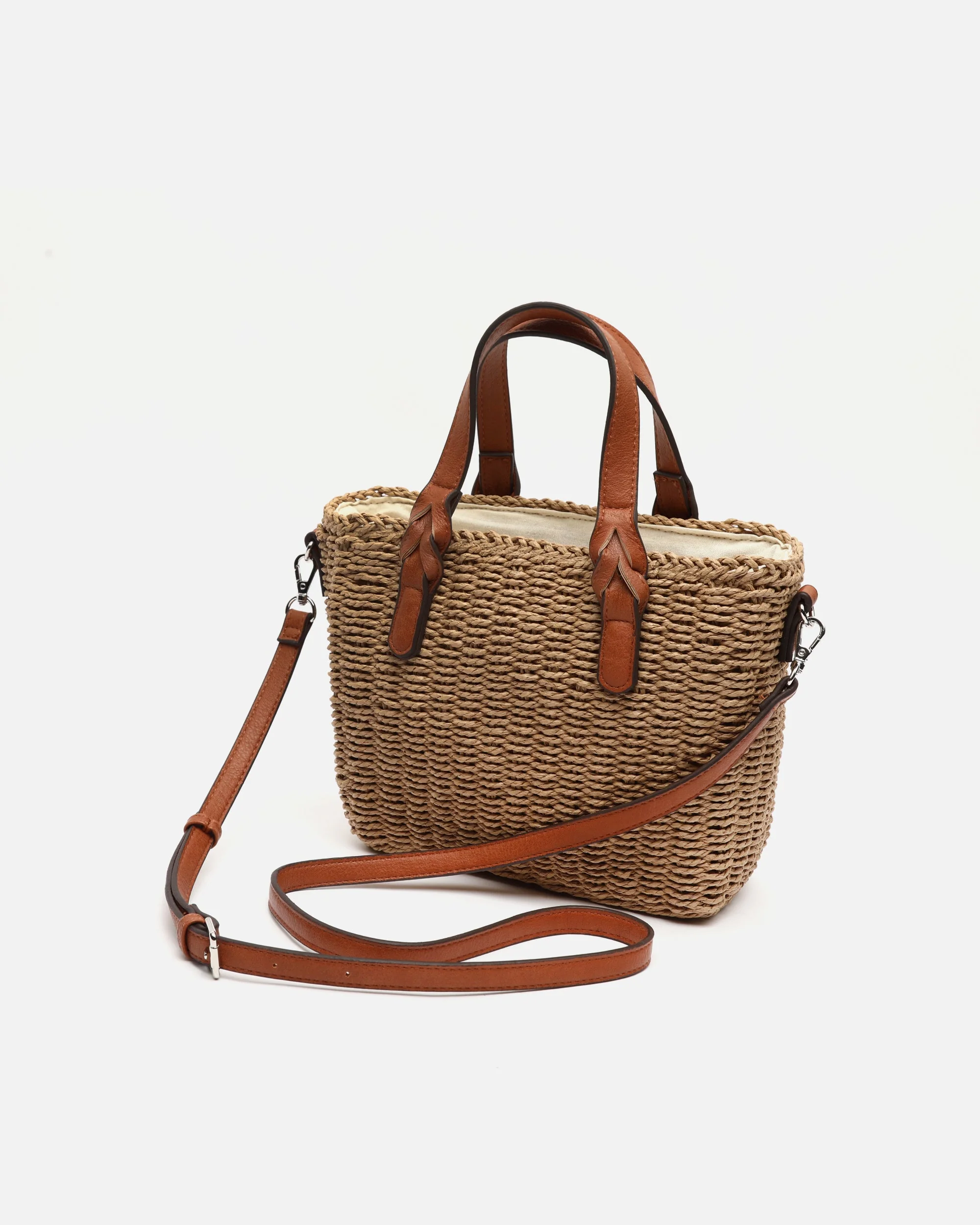 Picasi bolso tote pequeño efecto rafia con asa bandolera extraíble - Image 5