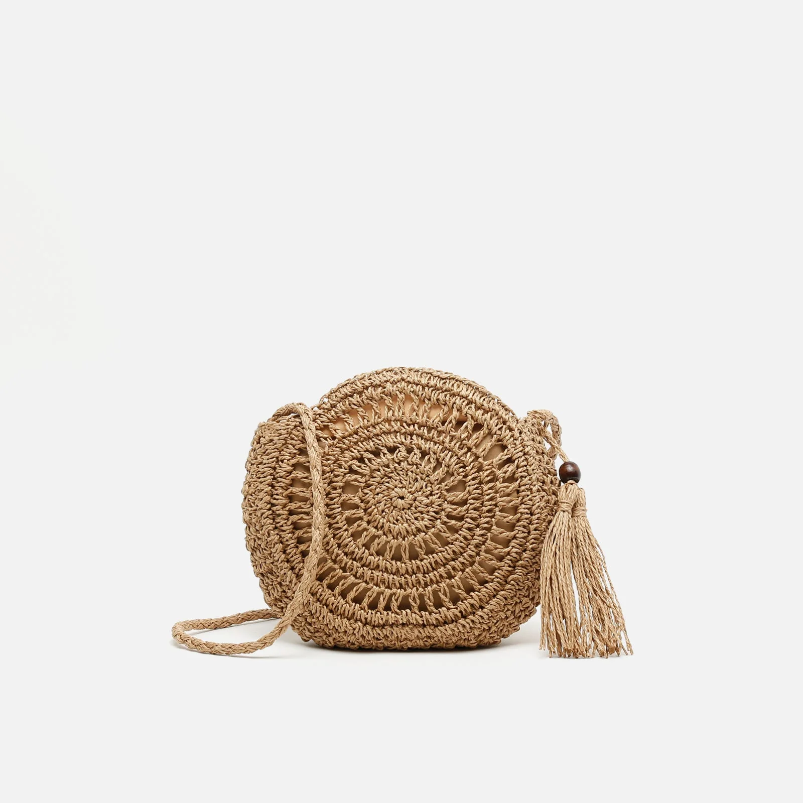 Roundy bolso bandolera redondo efecto rafia ED.