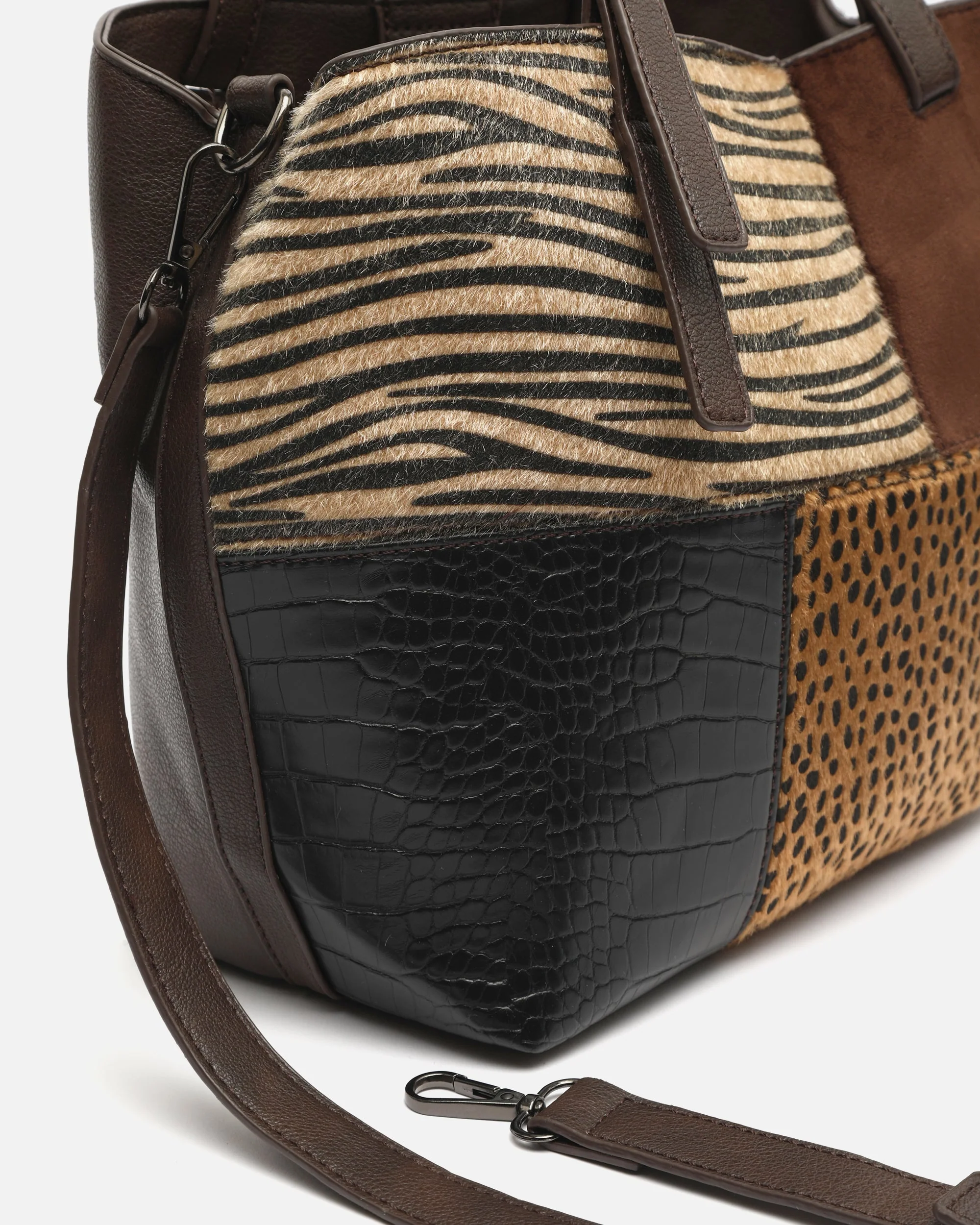 Ziver bolso de hombro grande con estampado patchwork animal print - Image 5